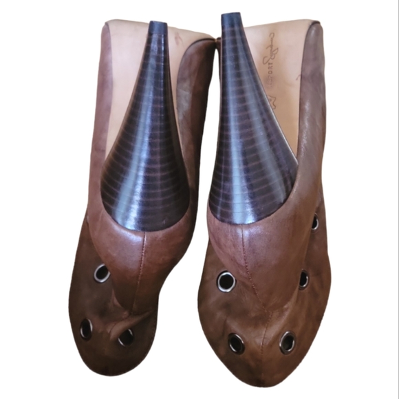 ⭐️ Report Signature Leather Brown Vandalia Open Toes Ankle Booties 8 1/2 - Picture 4 of 8